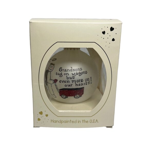 Heart Gifts by Teresa Handpainted Keepsake Grandson Round Cream New - Picture 2 of 7